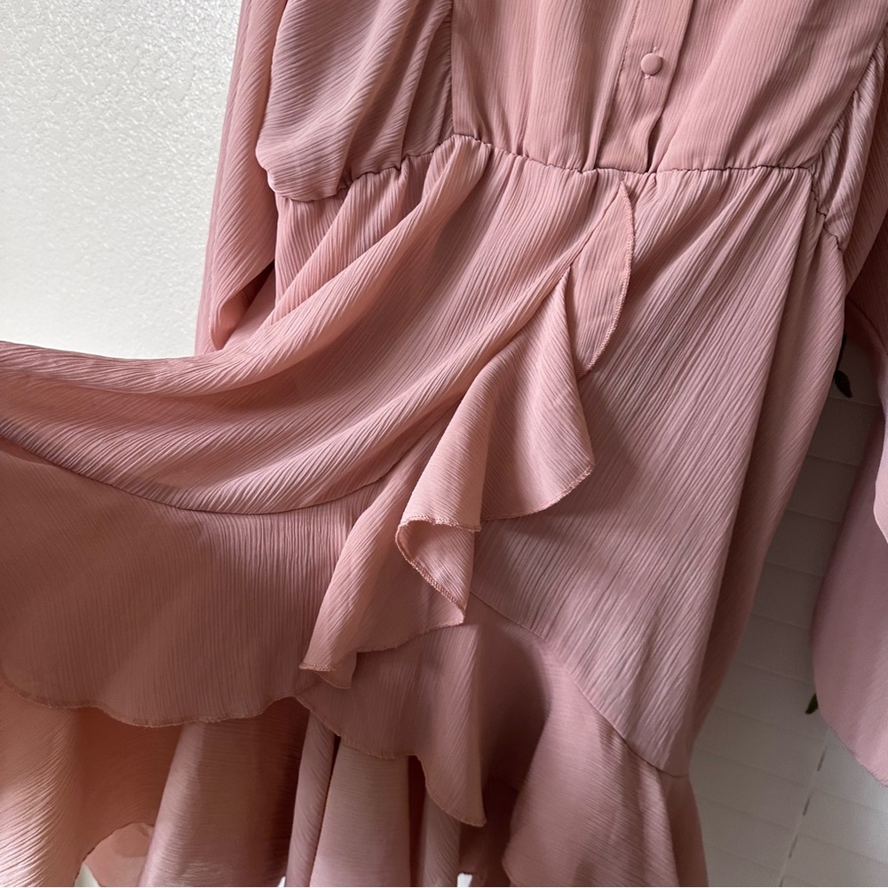 Elegant Pink Ruffle Dress - Picture 3 of 4